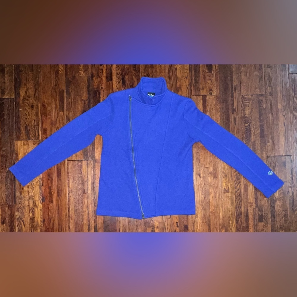 KUHL Asymmetrical Wool Knit Jacket in Royal Blue Size Medium